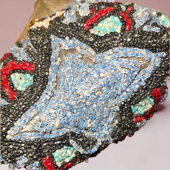 Antique 1920s Art Deco Micro Beaded Flapper Purse Floral Czech Glass Evening Bag - Picture 3 of 16